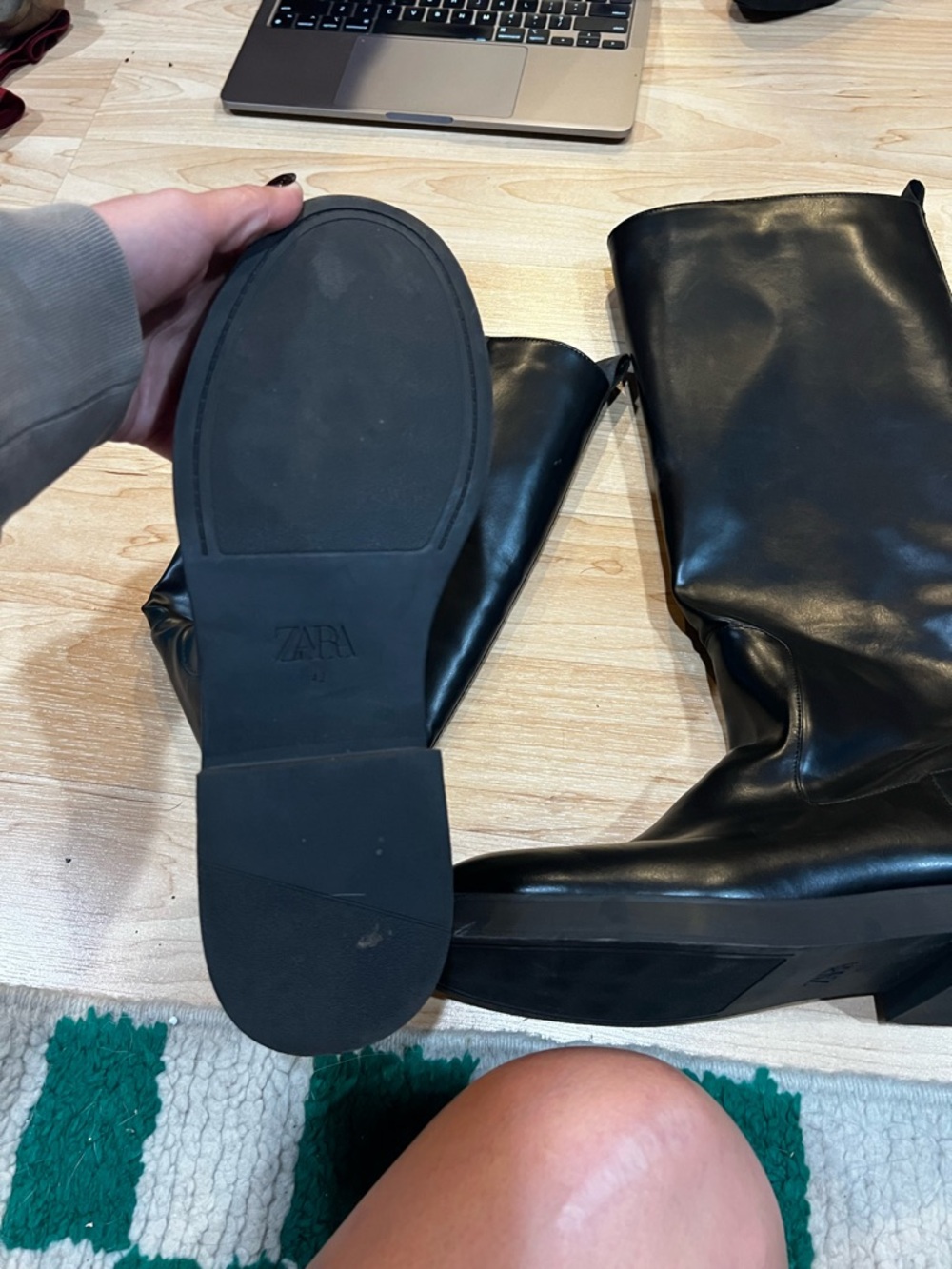 Zara Black Tall Leather Boots - Picture 2 of 2